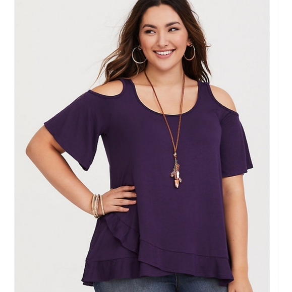 torrid Tops - Super Soft Purple Cold Shoulder Tee